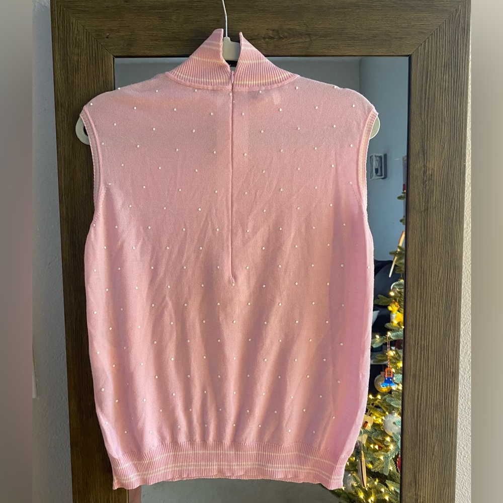 Escada Pink Women's Cardigan and sleeveless turtleneck, size 42/L - Picture 5 of 15